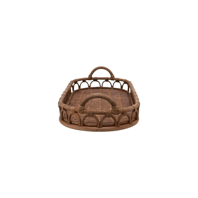 Hand-Woven Rattan Tray with Handles