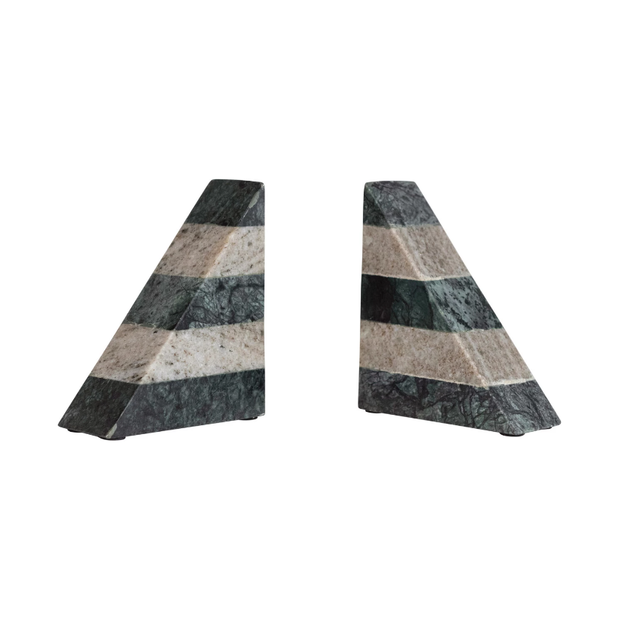 S/2 - Black & Brown Marble Bookends