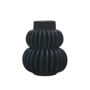 Black Pleated Stoneware Vase