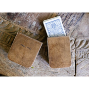 Brown Leather Card Case with Playing Cards