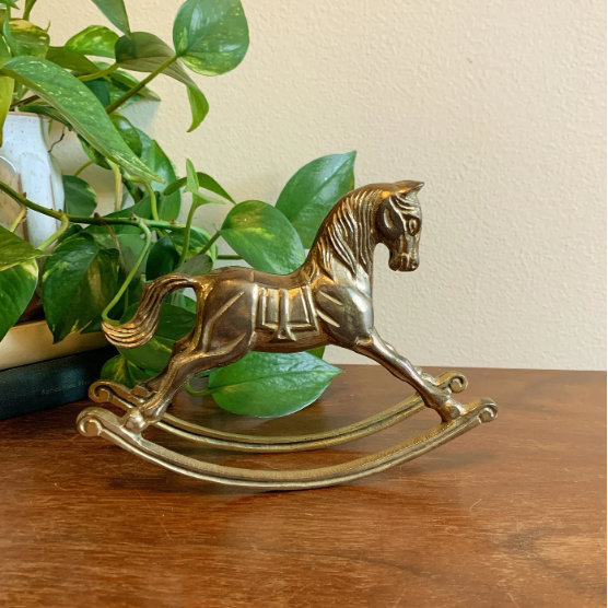 Brass Rocking Horse Figurine