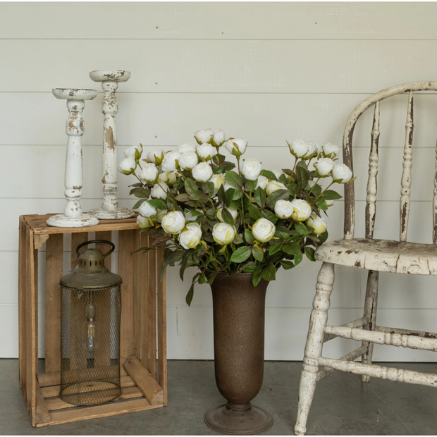 27" White & Green Rose Spray