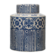 Decorative Stoneware Ginger Jar W/Pattern