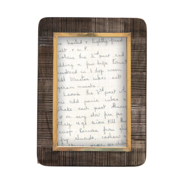 Hand-Carved Photo Frame with Brass Border - 4" x 6"