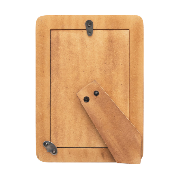 Hand-Carved Photo Frame with Brass Border - 4" x 6"