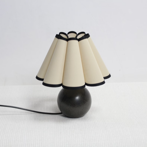 Khaki Fabric & Acrylic Skirt Ceramic Table Lamp