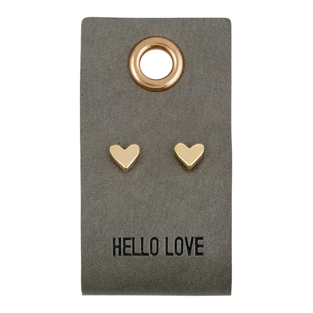 Leather Tag Earrings - Heart