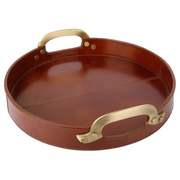 Round Handmade Leather Tray - 14"