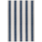 Blue Awning Stripe Machine Washable Rug