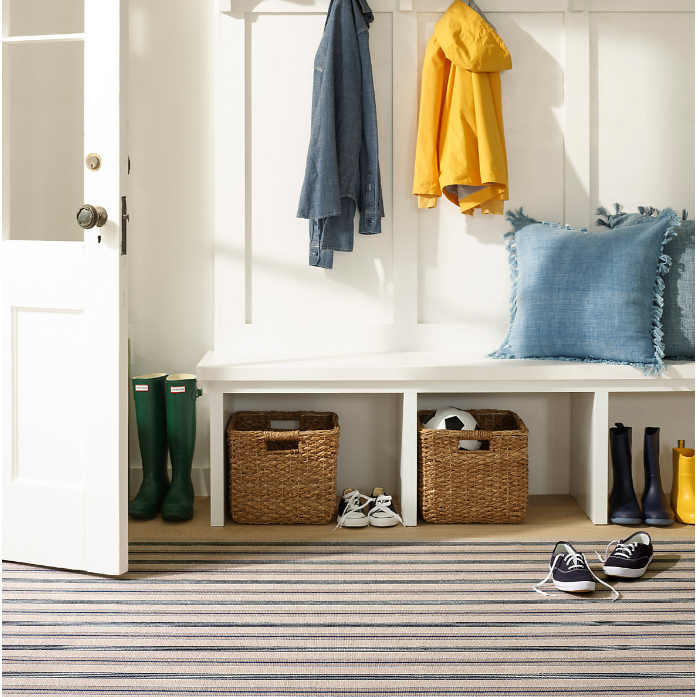 Nimes Ticking Neutral Machine Washable Rug