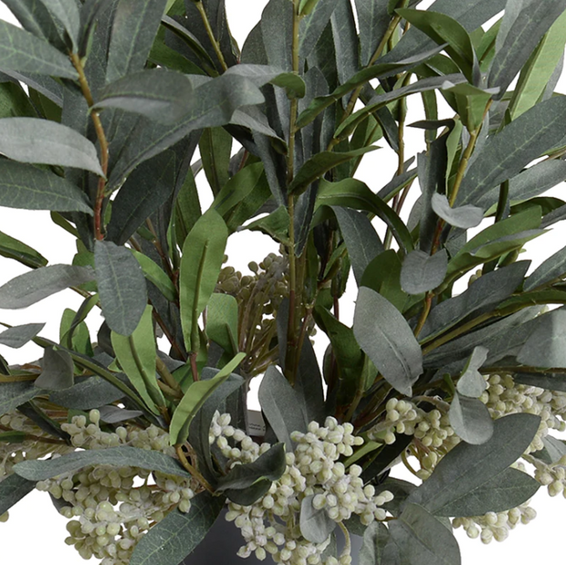 Olive Branch Arrangement in Gray Glass