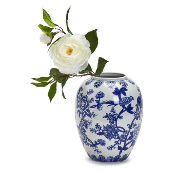 10" Yu Hua Garden Blue and White Vase
