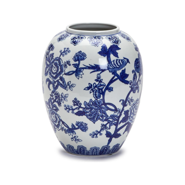 10" Yu Hua Garden Blue and White Vase