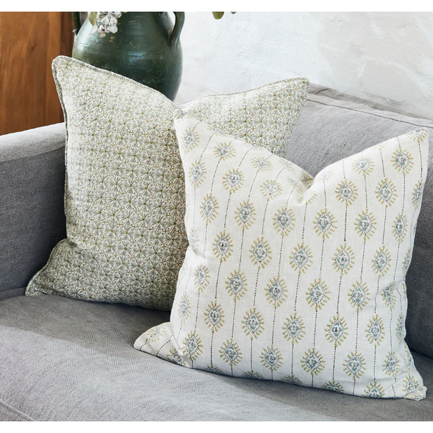 Girona Celadon Moss Linen Pillow - 20" x 20"