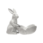 Set /2 - Stoneware Rabbit w/ Flower Shaped Bowl