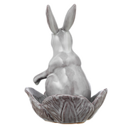 Set /2 - Stoneware Rabbit w/ Flower Shaped Bowl