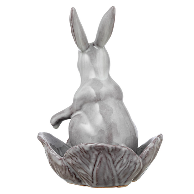 Set /2 - Stoneware Rabbit w/ Flower Shaped Bowl