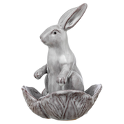 Set /2 - Stoneware Rabbit w/ Flower Shaped Bowl