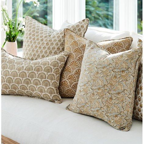 Iznik Elm Linen Pillow - 20" x 20"