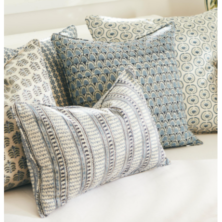 Kampala Azure Linen Pillow - 14" x 22"