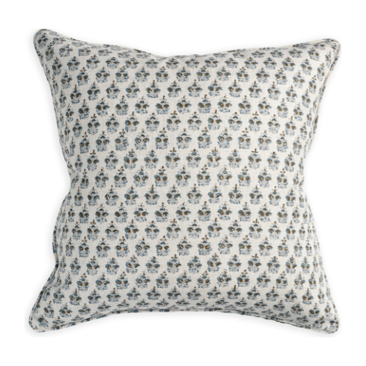 Sanganer Tobacco Linen Pillow - 22" x 22"