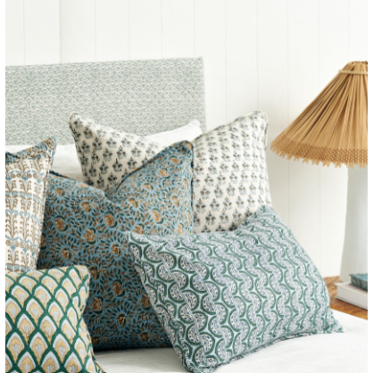 Sanganer Tobacco Linen Pillow - 22" x 22"