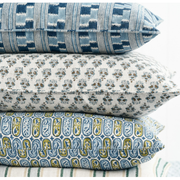 Sanganer Tobacco Linen Pillow - 22" x 22"