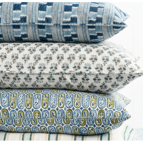 Sanganer Tobacco Linen Pillow - 22" x 22"