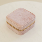 Eloise Velvet Travel Jewelry Box Organizer with Mirror - Rose Quartz