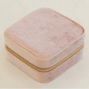 Eloise Velvet Travel Jewelry Box Organizer with Mirror - Rose Quartz