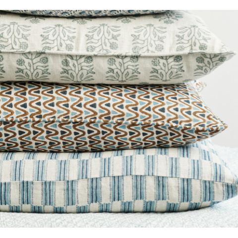 Lagos Azure Linen Pillow - 22" x 22"