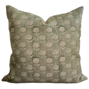 20" x 20" Designer Bandon Floral Linen Pillow in Sage Green