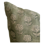 20" x 20" Designer Bandon Floral Linen Pillow in Sage Green
