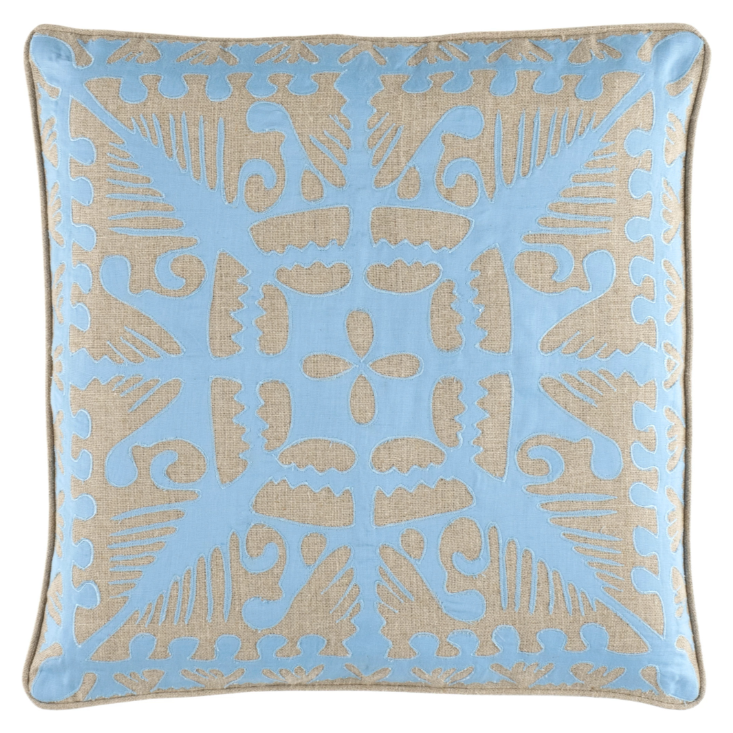 Knight Wood Linen Lapis Decorative Pillow - 20