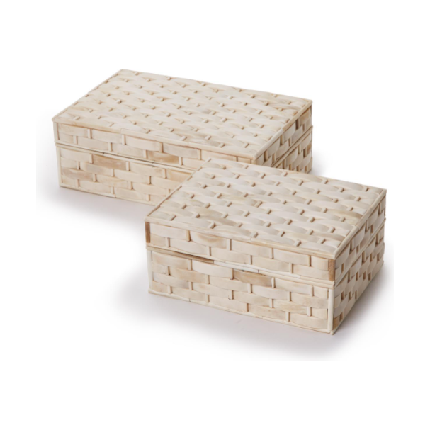 Basketweave Hinged Bone Box