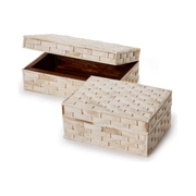Basketweave Hinged Bone Box