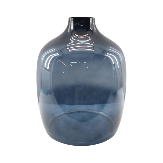 Caspian 11.75" Glass Vase - Deep Blue