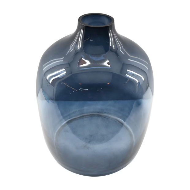Caspian 11.75" Glass Vase - Deep Blue
