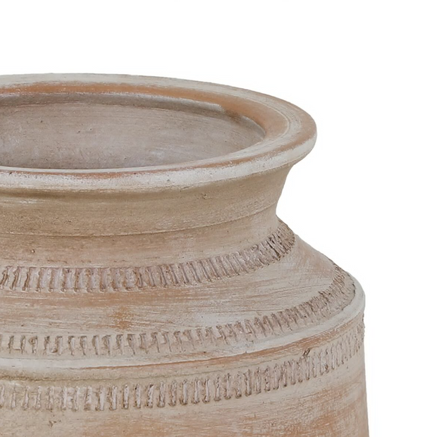 Wide Mouth Clay Vase - Grey