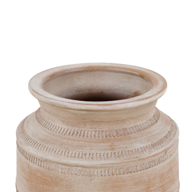 Wide Mouth Clay Vase - Grey