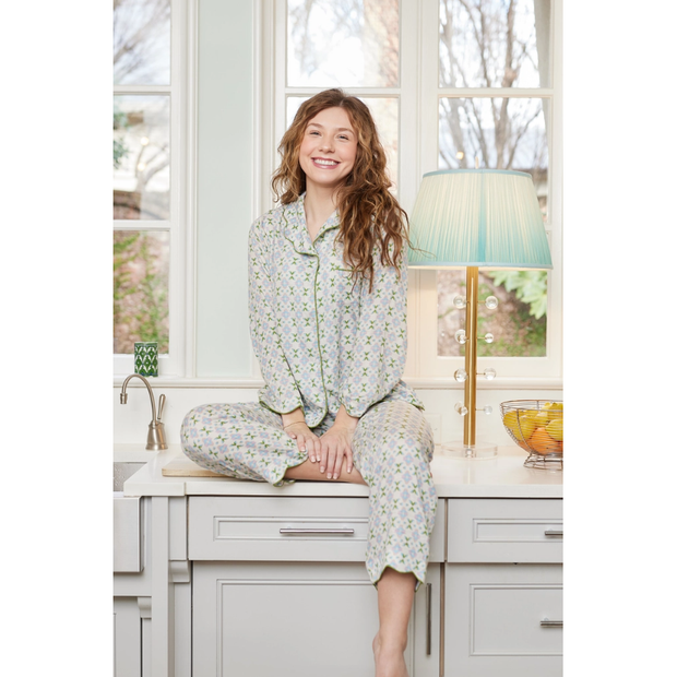 Scalloped Pajama Set Long - Posey Lavender