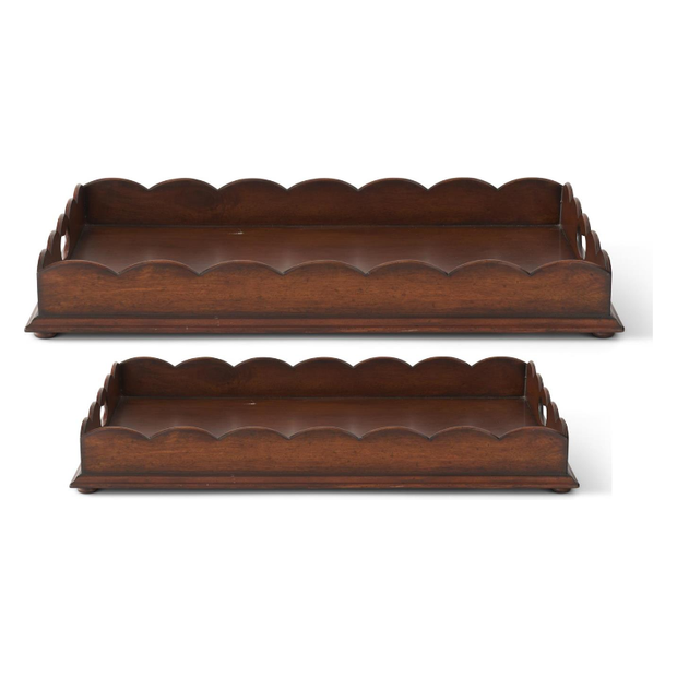 Scalloped Edge Acacia Wood Tray