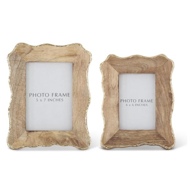 Scalloped Edge Mango Wood Photo Frame w/Gold Edge