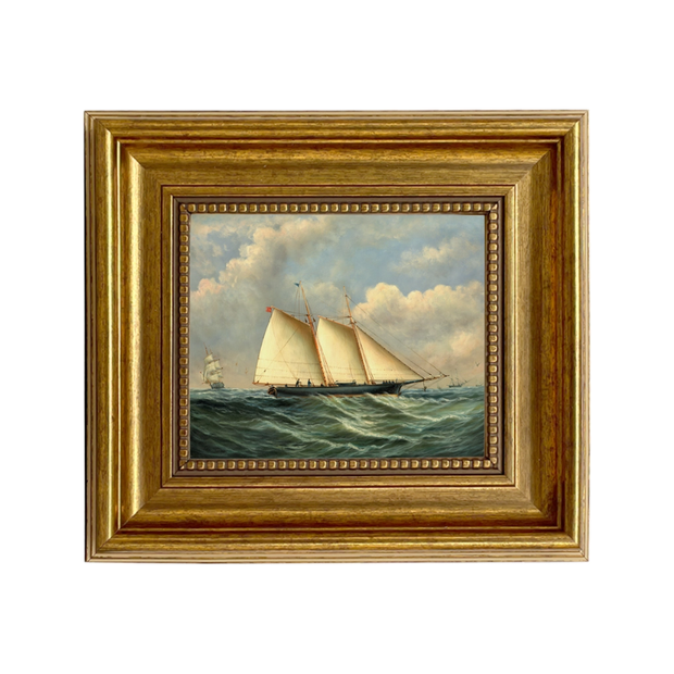 Schooner Dauntless and Man-Of-War America's Cup Oil Painting
