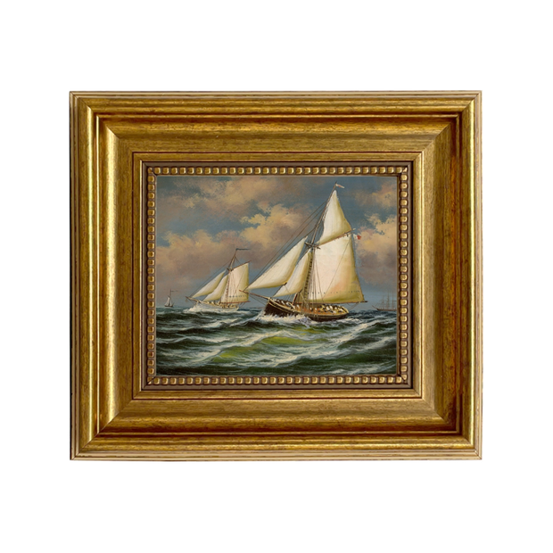 Puritan and Genesta Framed Oil Painting Print On Canvas - 5" x 6"