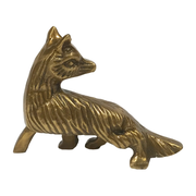 4.25" Antiqued Brass Sly Fox Paperweight Tabletop Decor
