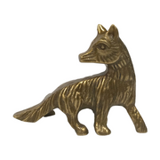 4.25" Antiqued Brass Sly Fox Paperweight Tabletop Decor