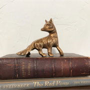 4.25" Antiqued Brass Sly Fox Paperweight Tabletop Decor