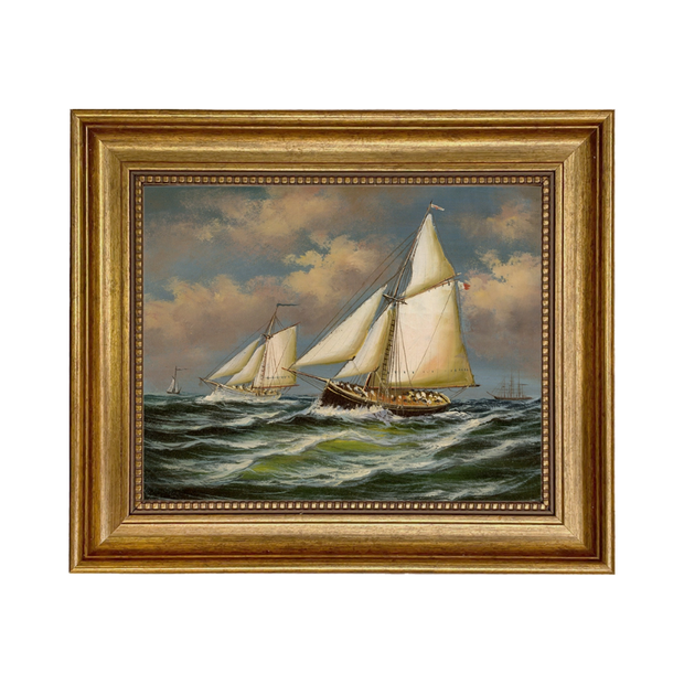 Puritan and Genesta Framed Oil Painting Print On Canvas - 8" x 10"