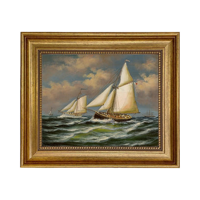 Puritan and Genesta Framed Oil Painting Print On Canvas - 8